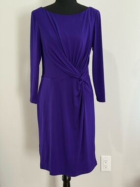 Muse 10 Purple Long-Sleeve Knot Front Dress 753